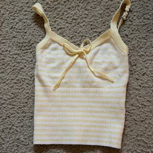 Hollister Yellow and Cream Striped Camisole